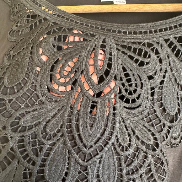 Chico's Women's Applique Cotton Blouse Top Black 3 XL - Picture 3 of 9